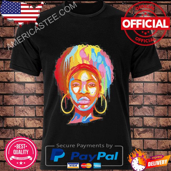 Womens Black Queen Afro Melanin Dripping Art Black History Shirt
