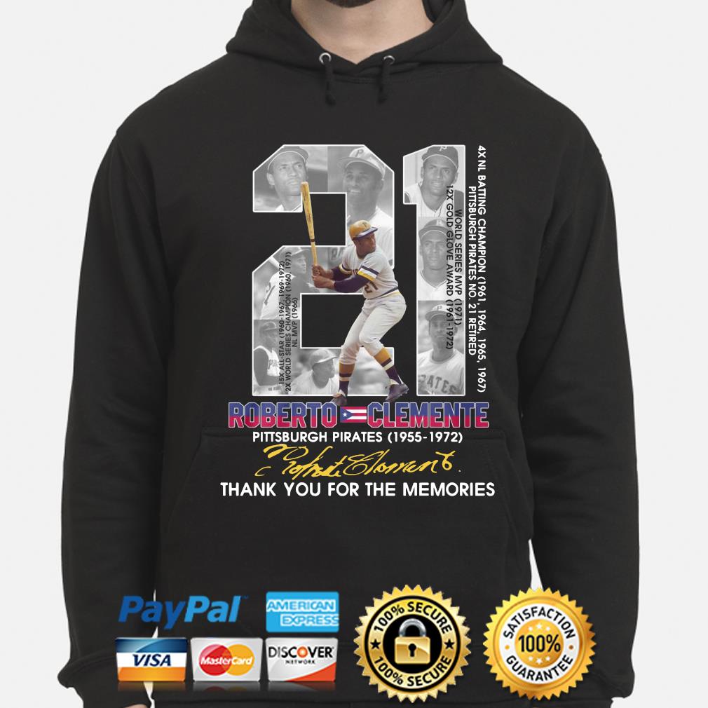Roberto Clemente 21 Years Pittsburgh Pirates 1955 1972 Thank You For The  Memories Signature Youth Long Sleeve