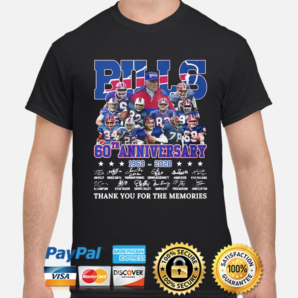 Buffalo Bills 60th anniversary thank you for the memories signatures shirt,  hoodie, sweater, long sleeve and tank top