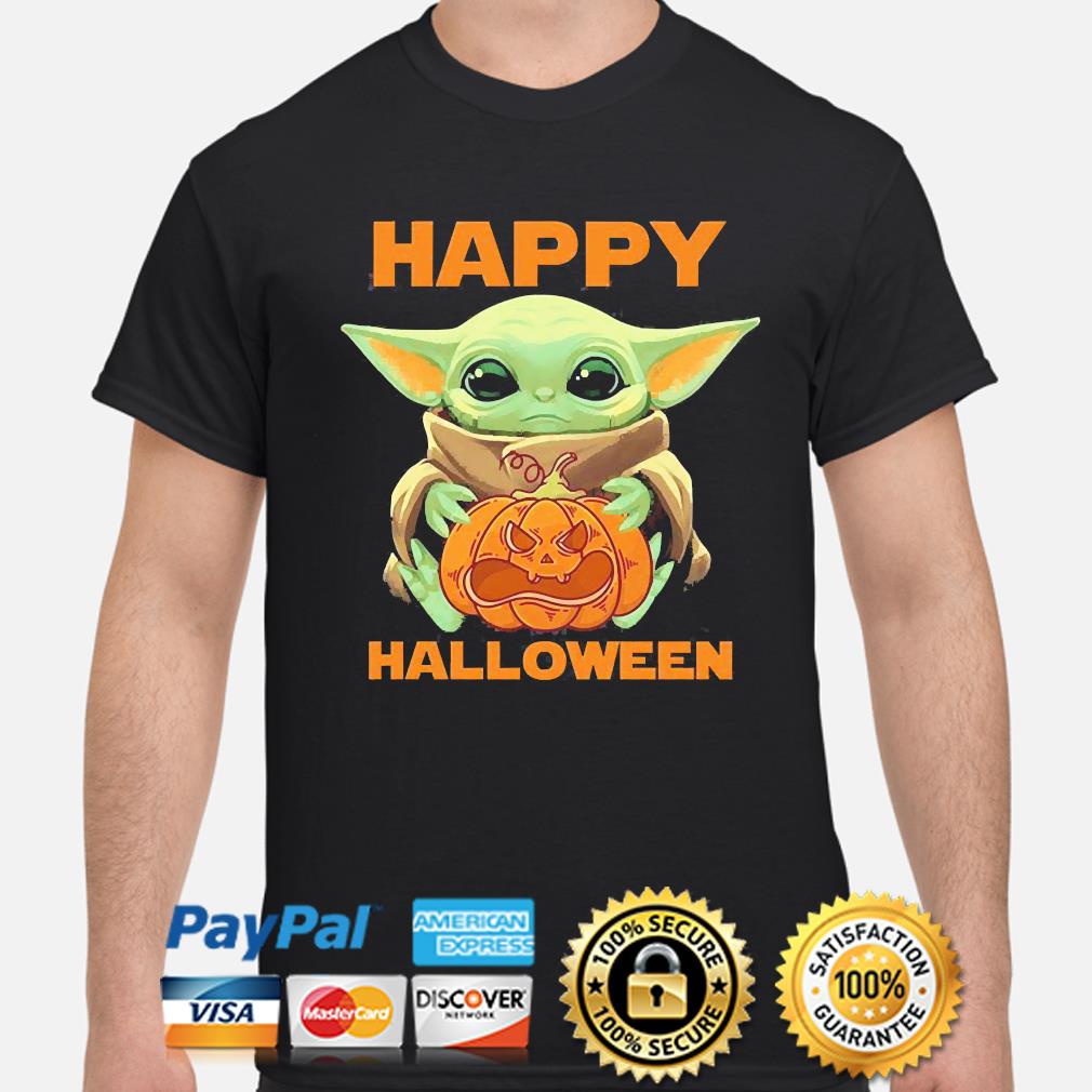 Happy Halloween baby Yoda pumpkin Los Angeles Dodgers shirt