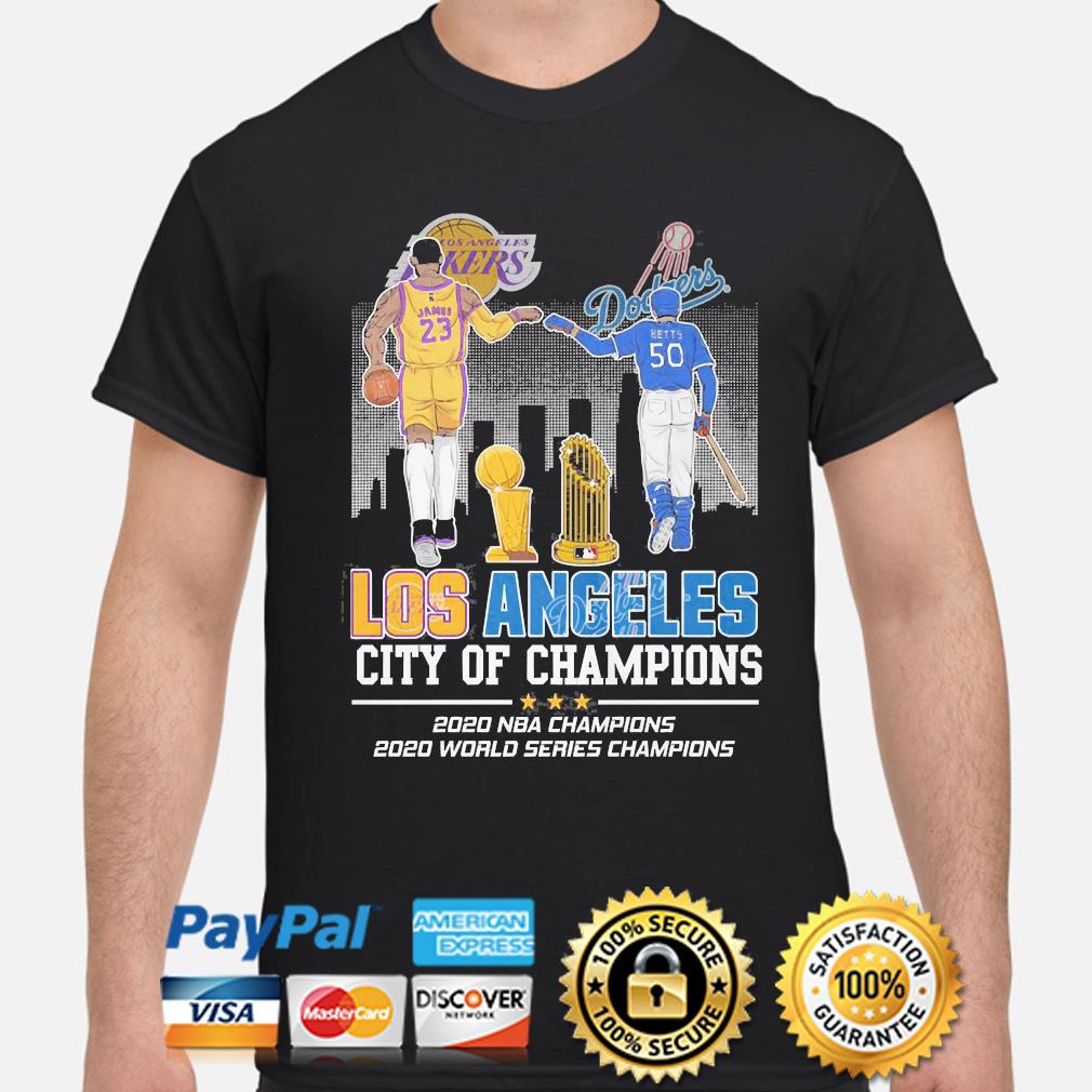 Kobe Bryant and LeBron James Los Angeles King City of Champions LA Lakers  and LA Dodgers 2020 NBA finals Champions 2020 world series Champions  signatures shirt, hoodie, sweater, long sleeve and tank top