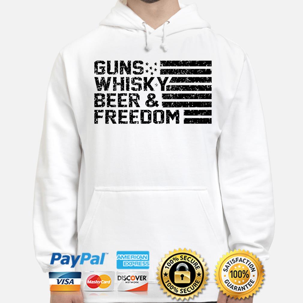 Gun Whiskey Beer & Freedom American Flag 