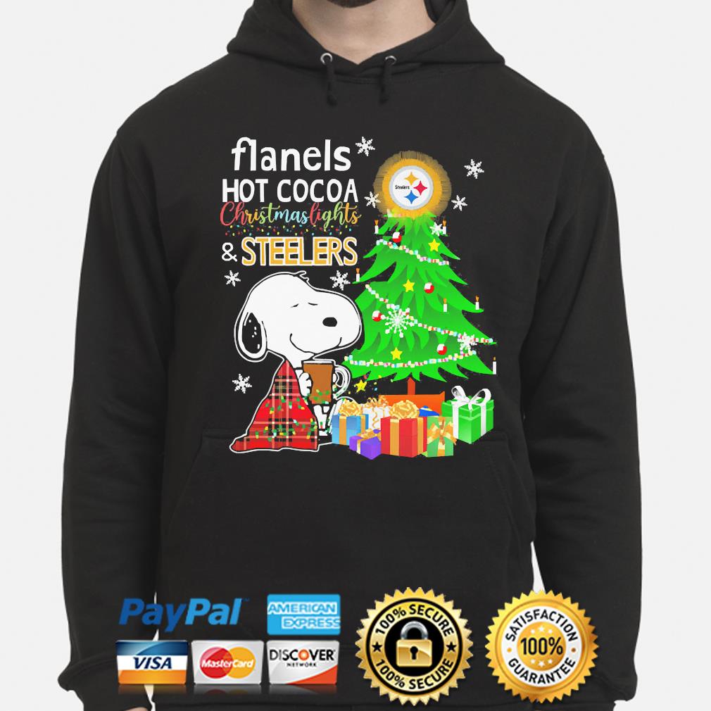 Spoony flannels hot cocoa Christmas lights and Steelers shirt, hoodie,  sweater, long sleeve and tank top