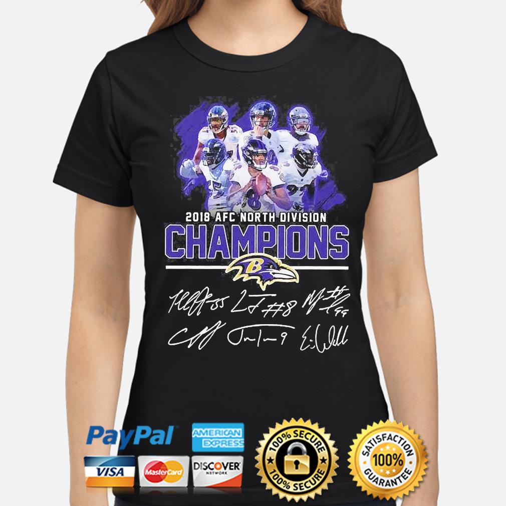 Baltimore Ravens 2018 AFC north division Champions signatures shirt,  hoodie, sweater, long sleeve and tank top