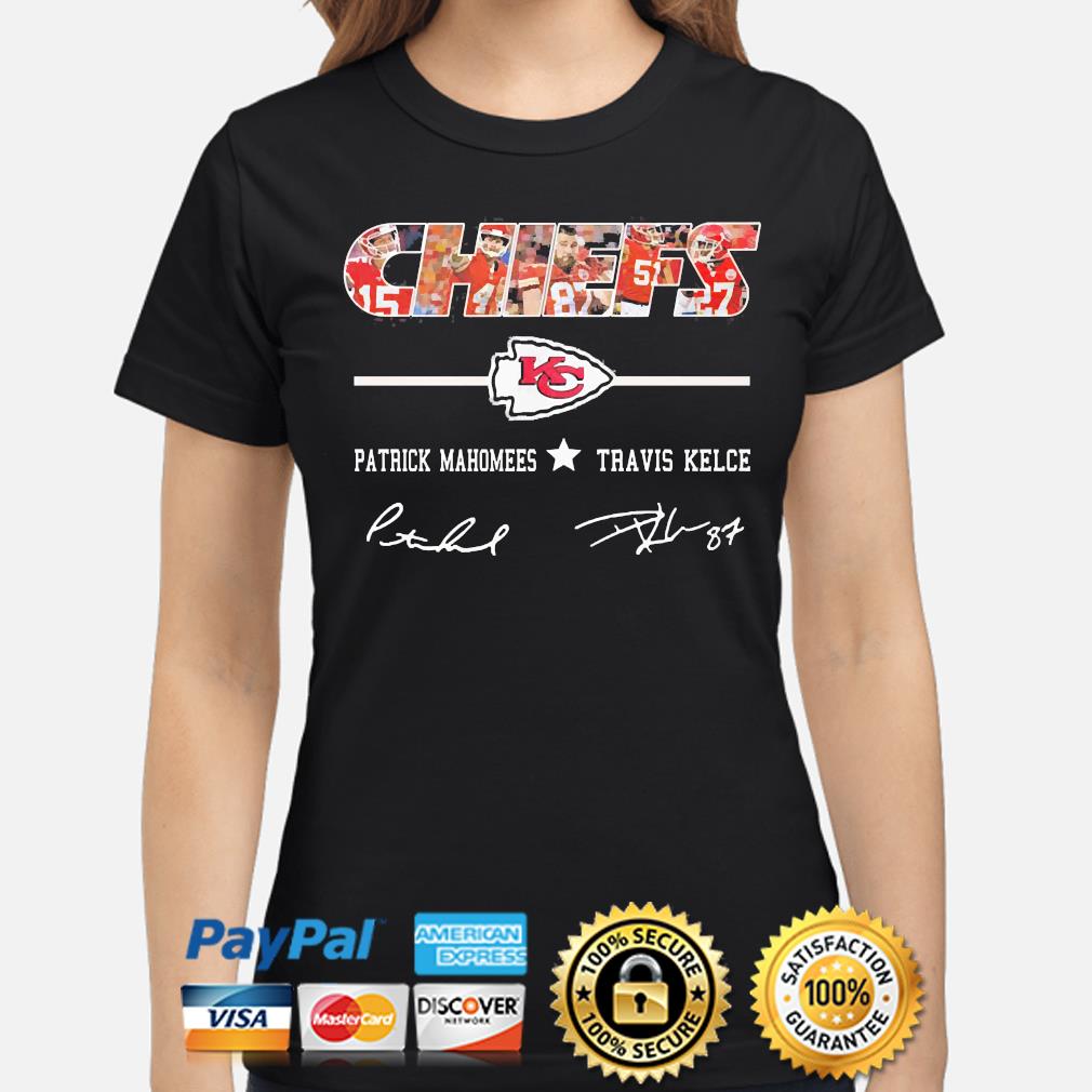 Kansas City Chiefs Patrick Mahomes And Travis Kelce Signatures Black T-Shirt