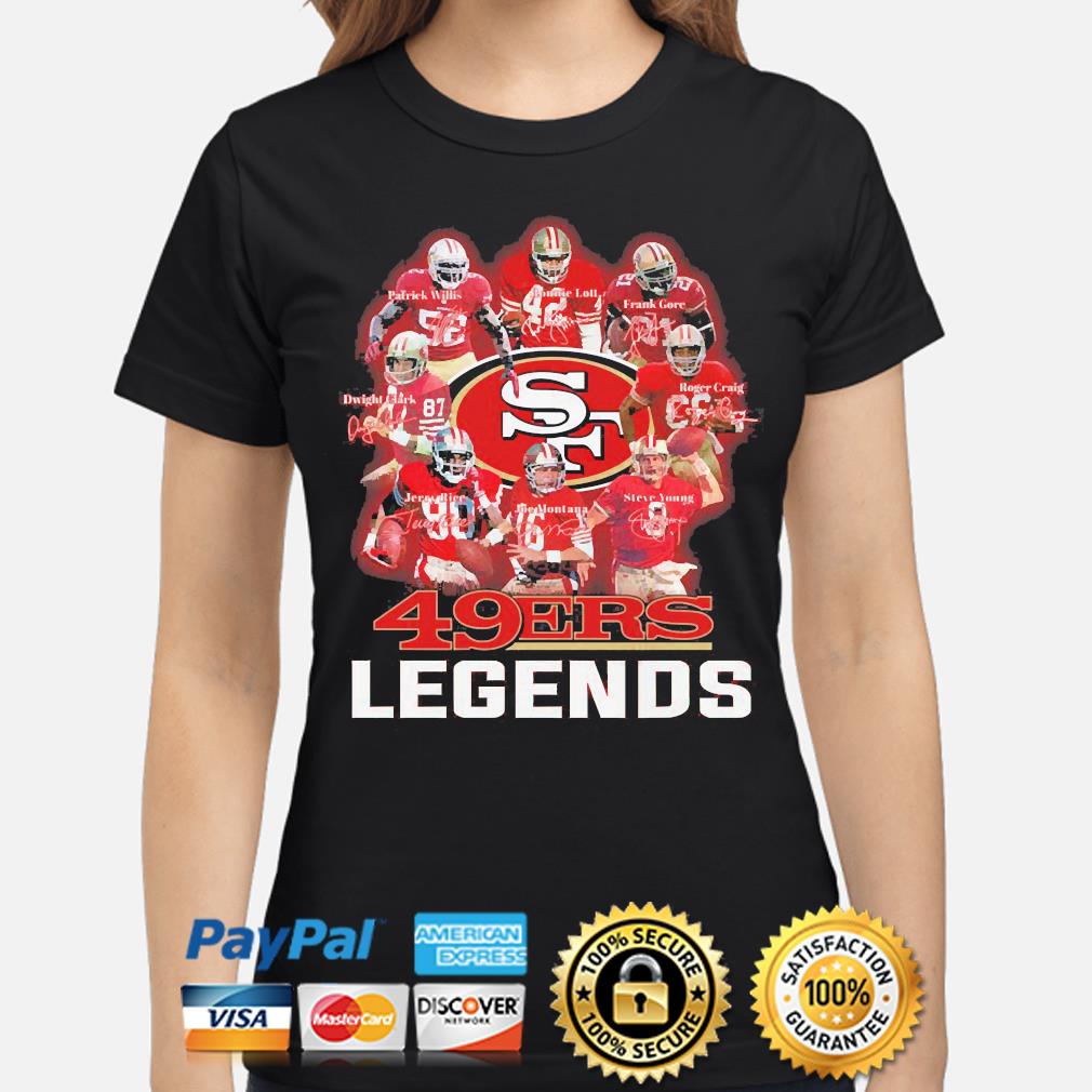 San francisco 49ers legends team players names in city shirt