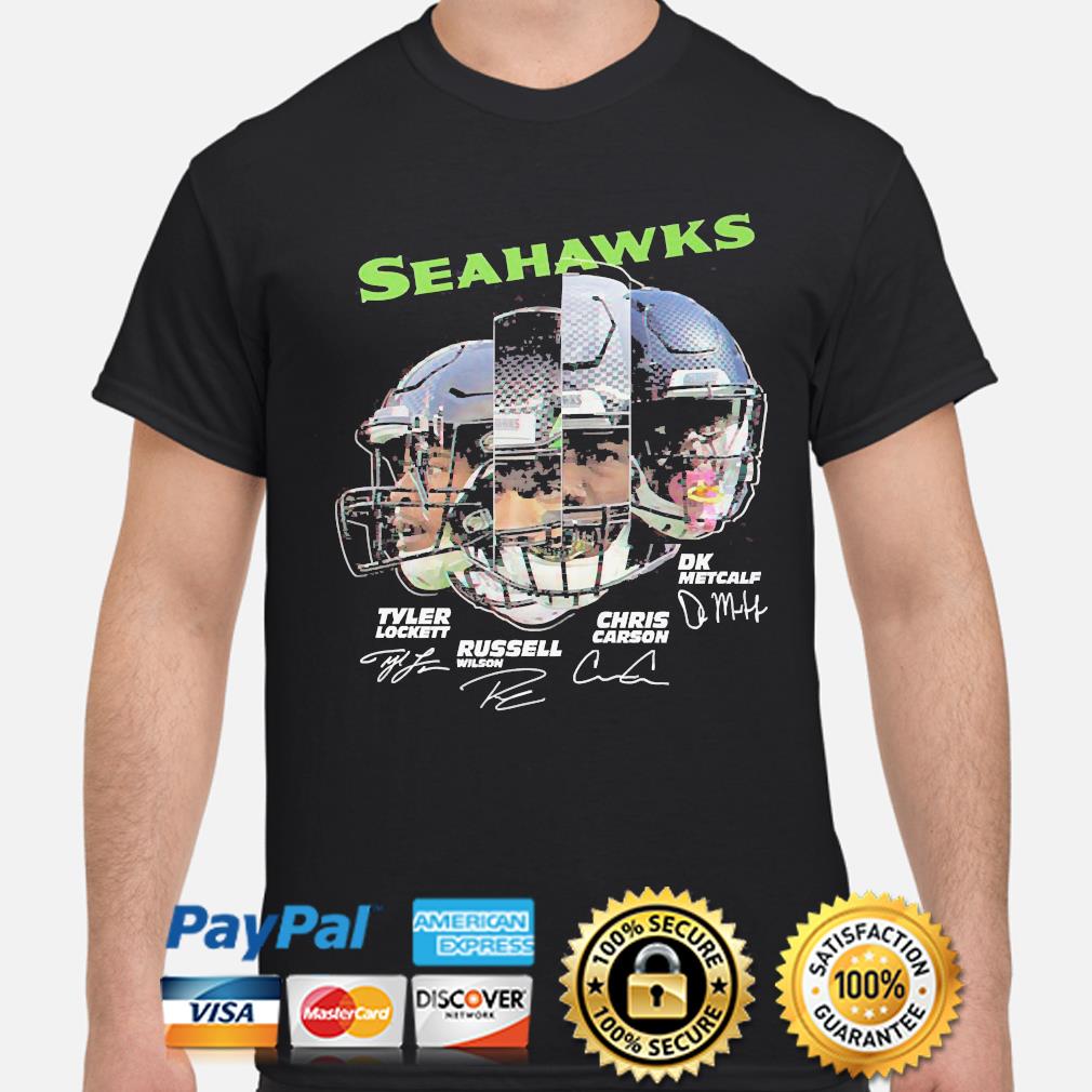 Seattle Seahawks Tyler Lockett Russell Wilson Chris Carson DK Metcalf  signatures shirt, hoodie, sweater, long sleeve and tank top