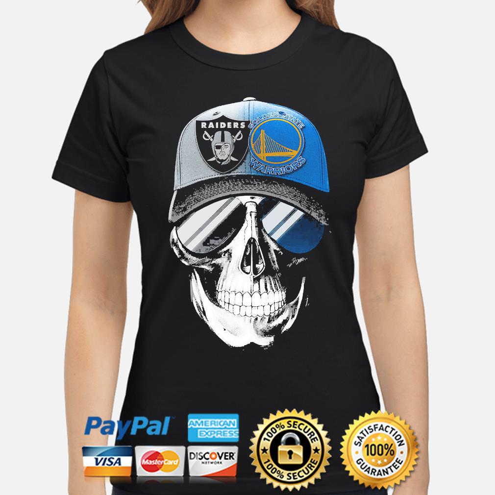 Las vegas Raiders and Golden State Warriors Skull sunglass shirt