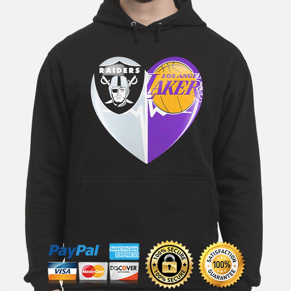 Las vegas Raiders and Los Angeles Lakers hearts t-shirt, hoodie